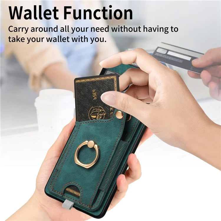 For Google Pixel 7a Case Card Holder Phone Back Cover with Ring Kickstand