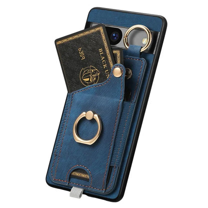 For Google Pixel 7a Case Card Holder Phone Back Cover with Ring Kickstand