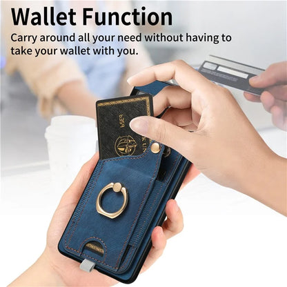 For Google Pixel 7a Case Card Holder Phone Back Cover with Ring Kickstand