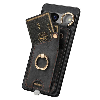 For Google Pixel 7a Case Card Holder Phone Back Cover with Ring Kickstand