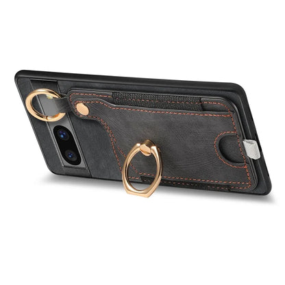 For Google Pixel 7a Case Card Holder Phone Back Cover with Ring Kickstand