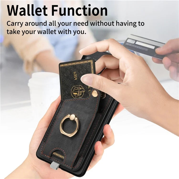 For Google Pixel 7a Case Card Holder Phone Back Cover with Ring Kickstand