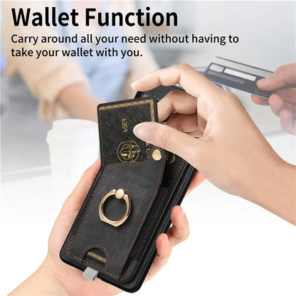 For Google Pixel 7a Case Card Holder Phone Back Cover with Ring Kickstand
