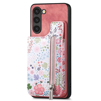 D10 For Samsung Galaxy S23+ Cell Phone Case Pattern Printed Card Bag TPU+Leather Back Cover