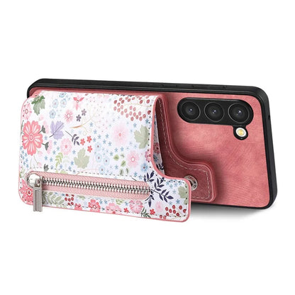 D10 For Samsung Galaxy S23+ Cell Phone Case Pattern Printed Card Bag TPU+Leather Back Cover