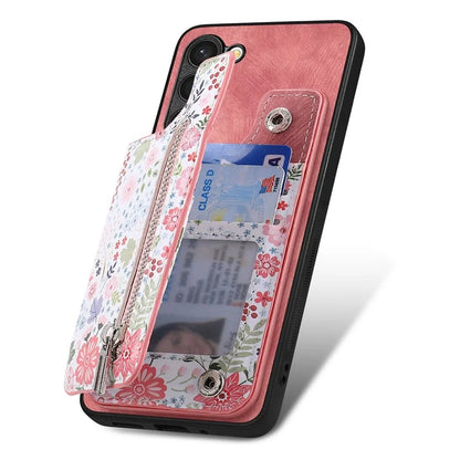D10 For Samsung Galaxy S23+ Cell Phone Case Pattern Printed Card Bag TPU+Leather Back Cover