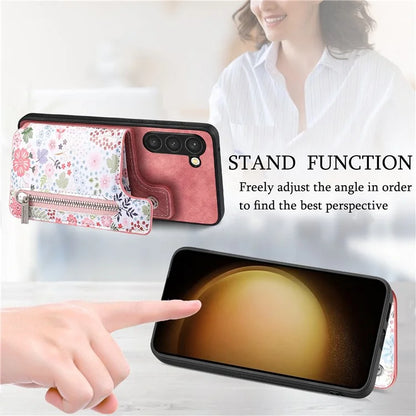 D10 For Samsung Galaxy S23+ Cell Phone Case Pattern Printed Card Bag TPU+Leather Back Cover