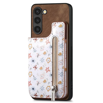 D10 For Samsung Galaxy S23+ Cell Phone Case Pattern Printed Card Bag TPU+Leather Back Cover