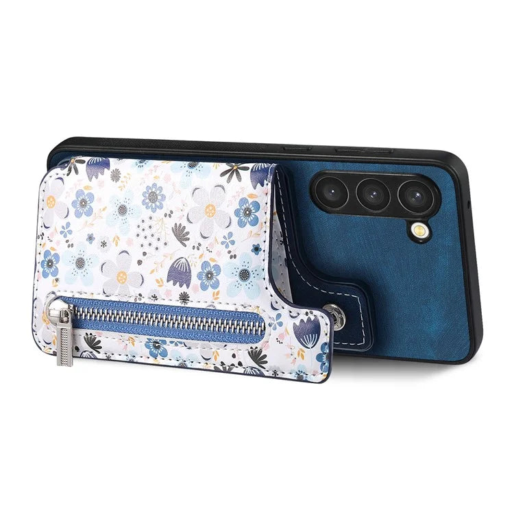 D10 For Samsung Galaxy S23+ Cell Phone Case Pattern Printed Card Bag TPU+Leather Back Cover