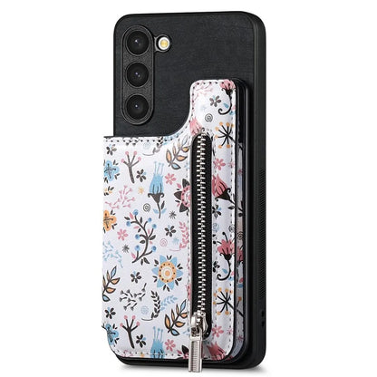 D10 For Samsung Galaxy S23+ Cell Phone Case Pattern Printed Card Bag TPU+Leather Back Cover