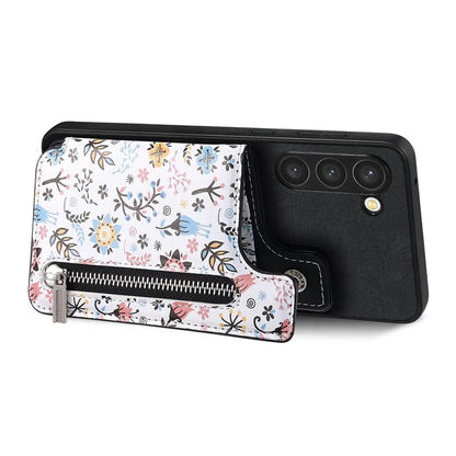 D10 For Samsung Galaxy S23+ Cell Phone Case Pattern Printed Card Bag TPU+Leather Back Cover