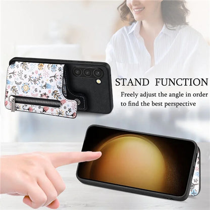 D10 For Samsung Galaxy S23+ Cell Phone Case Pattern Printed Card Bag TPU+Leather Back Cover