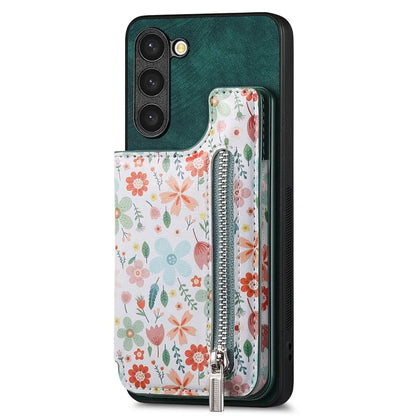 D10 For Samsung Galaxy S23+ Cell Phone Case Pattern Printed Card Bag TPU+Leather Back Cover