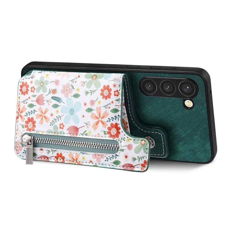 D10 For Samsung Galaxy S23+ Cell Phone Case Pattern Printed Card Bag TPU+Leather Back Cover