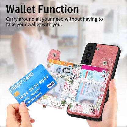 D10 For Samsung Galaxy S22+ 5G TPU+Leather Cover Pattern Printed Retro Phone Protective Case