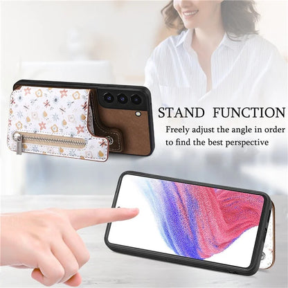 D10 For Samsung Galaxy S22+ 5G TPU+Leather Cover Pattern Printed Retro Phone Protective Case