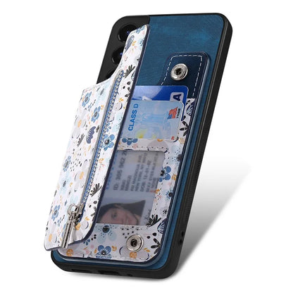 D10 For Samsung Galaxy S22+ 5G TPU+Leather Cover Pattern Printed Retro Phone Protective Case