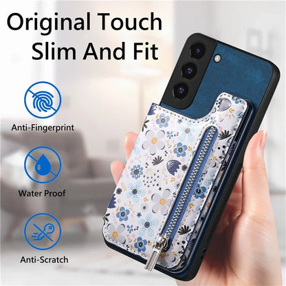 D10 For Samsung Galaxy S22+ 5G TPU+Leather Cover Pattern Printed Retro Phone Protective Case