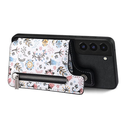 D10 For Samsung Galaxy S22+ 5G TPU+Leather Cover Pattern Printed Retro Phone Protective Case