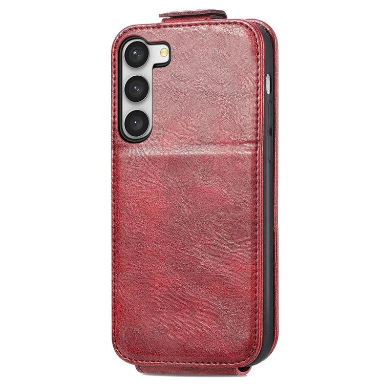 For Samsung Galaxy S23 Case Vertical Flip Zipper Wallet Anti-fall Leather Phone Cover