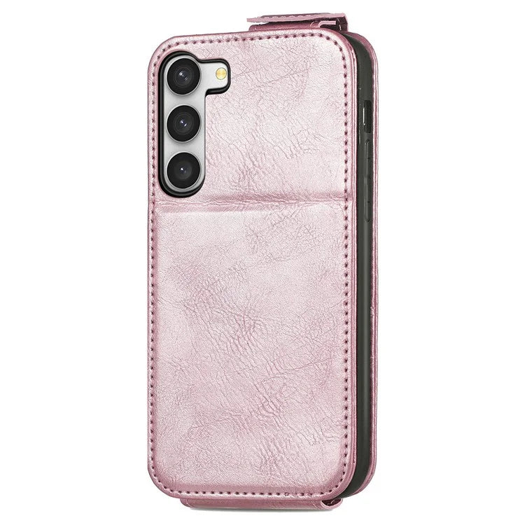 For Samsung Galaxy S23 Case Vertical Flip Zipper Wallet Anti-fall Leather Phone Cover