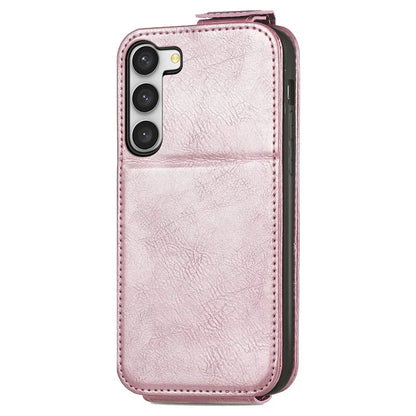 For Samsung Galaxy S23 Case Vertical Flip Zipper Wallet Anti-fall Leather Phone Cover