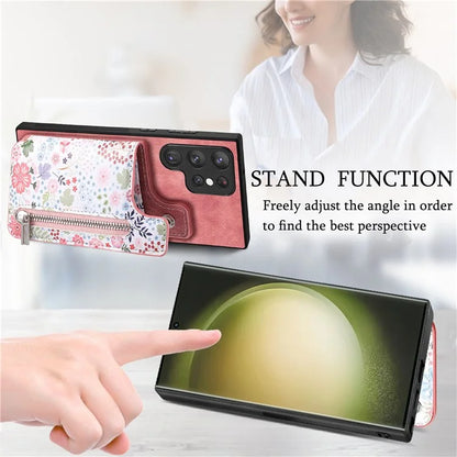 D10 For Samsung Galaxy S23 Ultra TPU+Leather Case Phone Back Cover Retro Card Bag