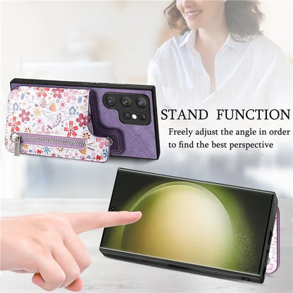 D10 For Samsung Galaxy S23 Ultra TPU+Leather Case Phone Back Cover Retro Card Bag