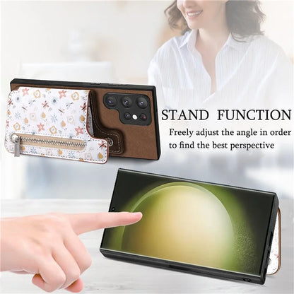 D10 For Samsung Galaxy S23 Ultra TPU+Leather Case Phone Back Cover Retro Card Bag