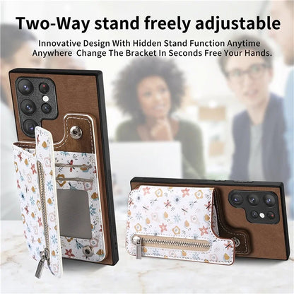 D10 For Samsung Galaxy S23 Ultra TPU+Leather Case Phone Back Cover Retro Card Bag