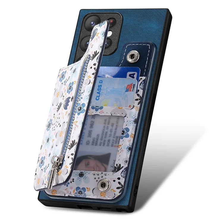 D10 For Samsung Galaxy S23 Ultra TPU+Leather Case Phone Back Cover Retro Card Bag