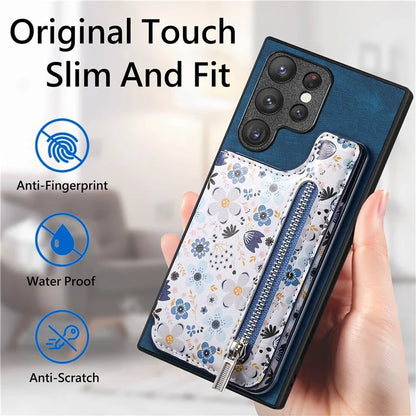 D10 For Samsung Galaxy S23 Ultra TPU+Leather Case Phone Back Cover Retro Card Bag
