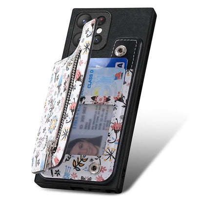 D10 For Samsung Galaxy S23 Ultra TPU+Leather Case Phone Back Cover Retro Card Bag