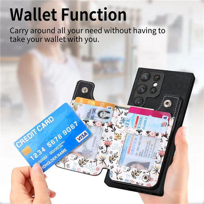 D10 For Samsung Galaxy S23 Ultra TPU+Leather Case Phone Back Cover Retro Card Bag