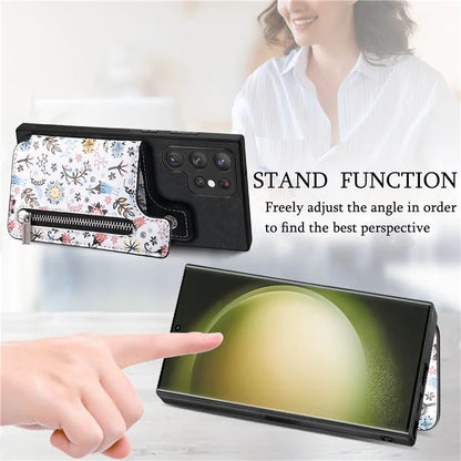 D10 For Samsung Galaxy S23 Ultra TPU+Leather Case Phone Back Cover Retro Card Bag