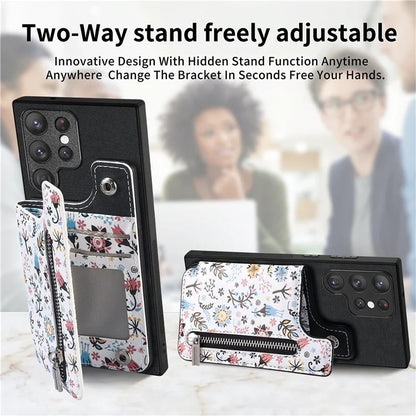 D10 For Samsung Galaxy S23 Ultra TPU+Leather Case Phone Back Cover Retro Card Bag
