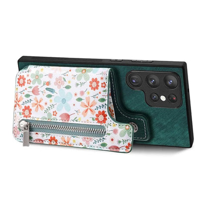 D10 For Samsung Galaxy S23 Ultra TPU+Leather Case Phone Back Cover Retro Card Bag