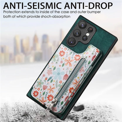 D10 For Samsung Galaxy S23 Ultra TPU+Leather Case Phone Back Cover Retro Card Bag