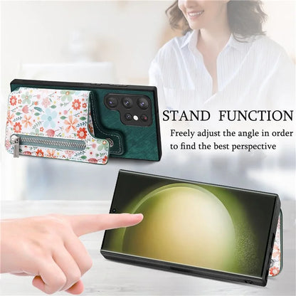 D10 For Samsung Galaxy S23 Ultra TPU+Leather Case Phone Back Cover Retro Card Bag