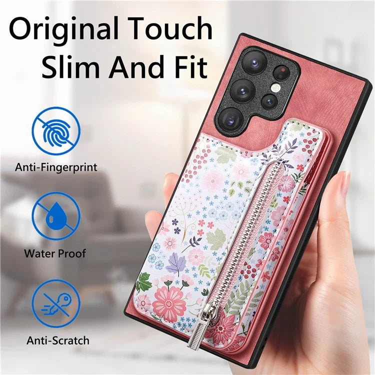 D10 For Samsung Galaxy S22 Ultra 5G Case Pattern Printed Retro Leather + TPU Wallet Phone Cover