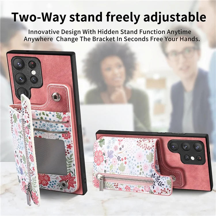 D10 For Samsung Galaxy S22 Ultra 5G Case Pattern Printed Retro Leather + TPU Wallet Phone Cover