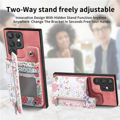D10 For Samsung Galaxy S22 Ultra 5G Case Pattern Printed Retro Leather + TPU Wallet Phone Cover