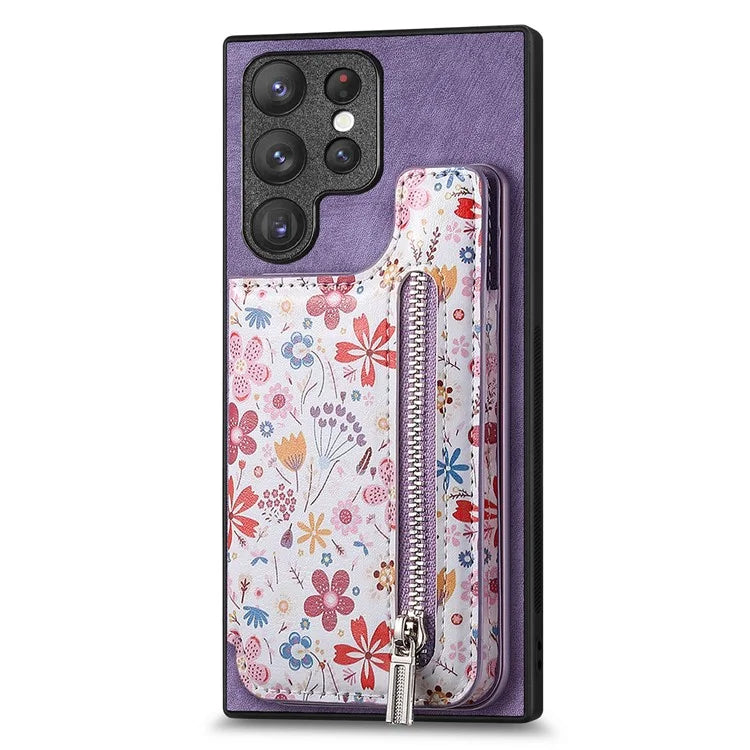 D10 For Samsung Galaxy S22 Ultra 5G Case Pattern Printed Retro Leather + TPU Wallet Phone Cover