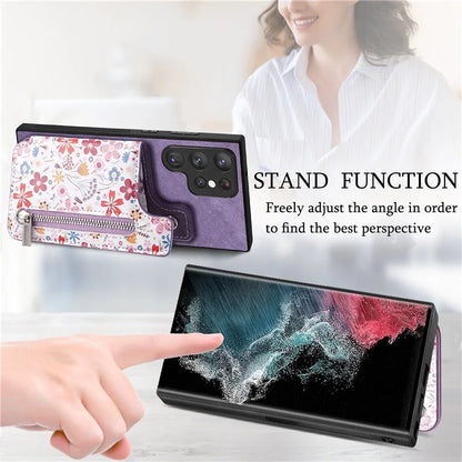 D10 For Samsung Galaxy S22 Ultra 5G Case Pattern Printed Retro Leather + TPU Wallet Phone Cover