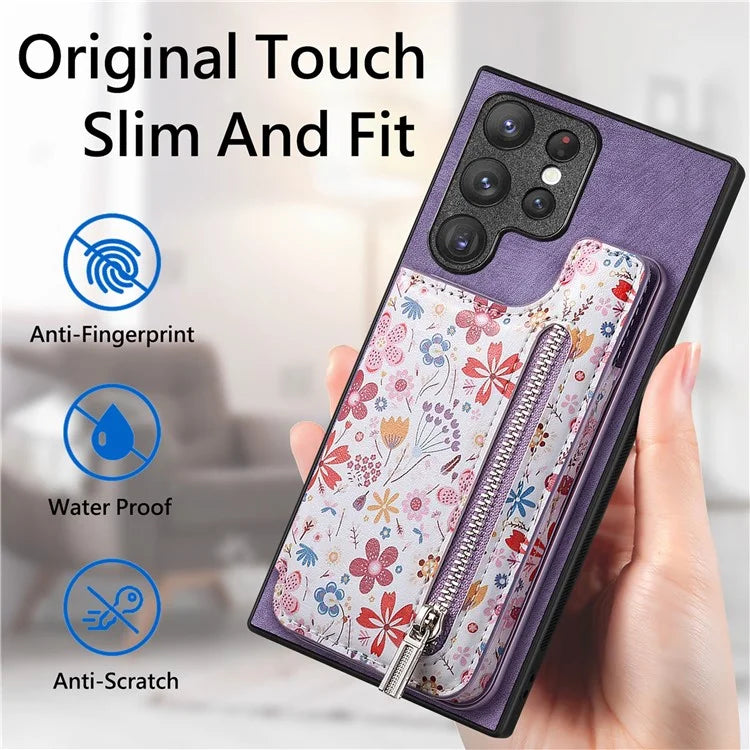 D10 For Samsung Galaxy S22 Ultra 5G Case Pattern Printed Retro Leather + TPU Wallet Phone Cover
