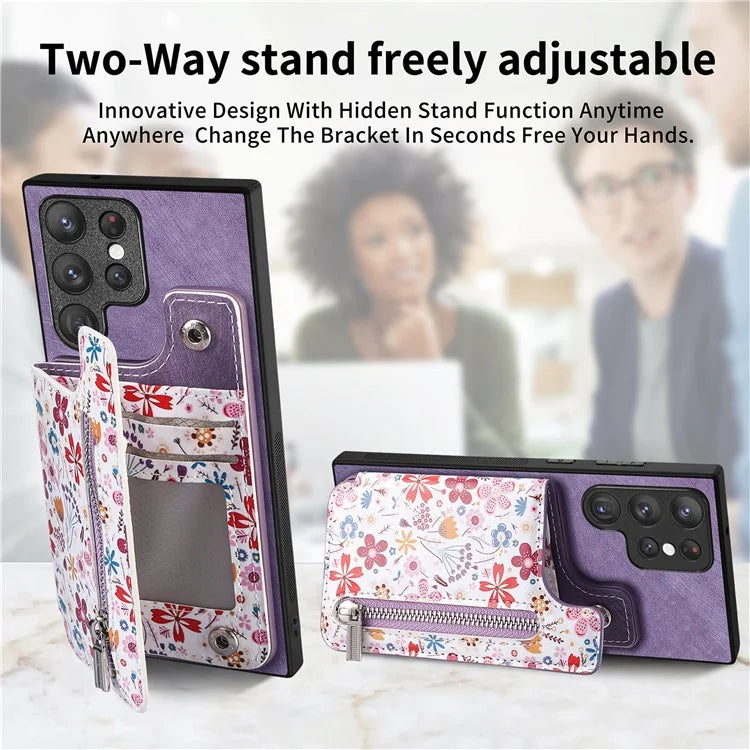 D10 For Samsung Galaxy S22 Ultra 5G Case Pattern Printed Retro Leather + TPU Wallet Phone Cover