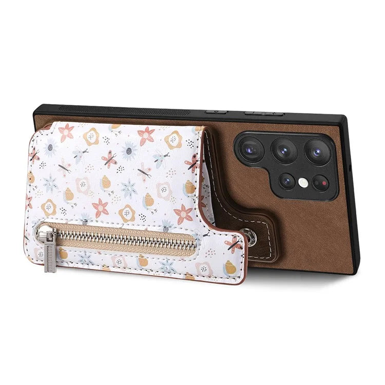 D10 For Samsung Galaxy S22 Ultra 5G Case Pattern Printed Retro Leather + TPU Wallet Phone Cover