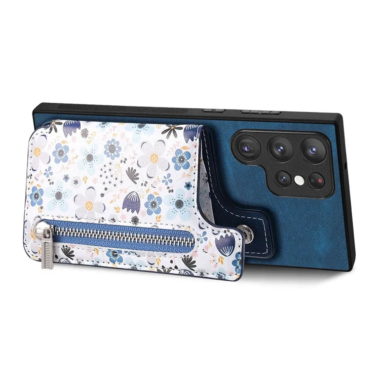 D10 For Samsung Galaxy S22 Ultra 5G Case Pattern Printed Retro Leather + TPU Wallet Phone Cover