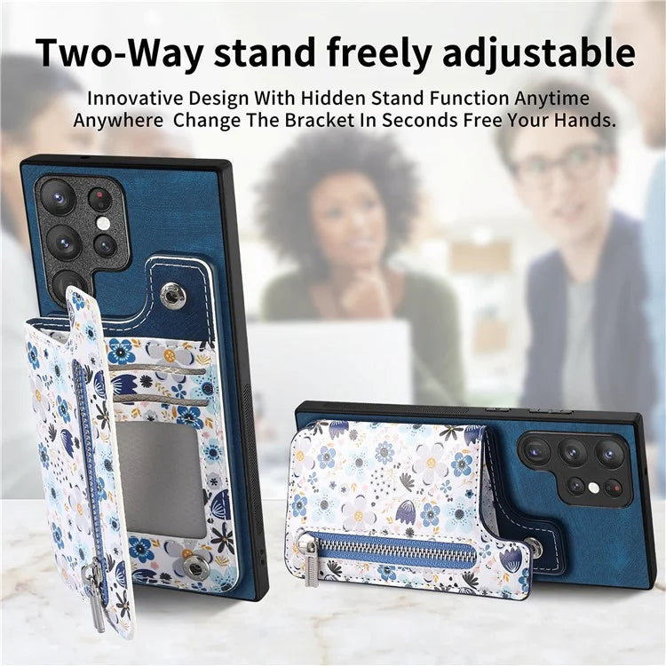 D10 For Samsung Galaxy S22 Ultra 5G Case Pattern Printed Retro Leather + TPU Wallet Phone Cover