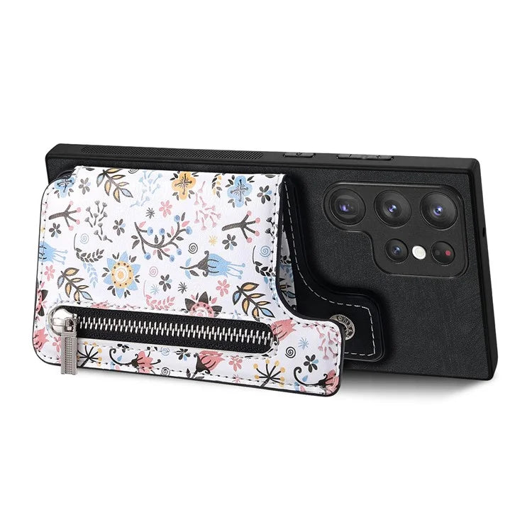 D10 For Samsung Galaxy S22 Ultra 5G Case Pattern Printed Retro Leather + TPU Wallet Phone Cover